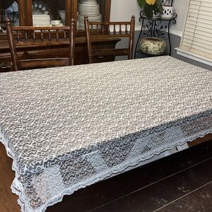 Vintage Elegant Creamy off White Lace Fabric Tablecloth grandma, cottagecore,